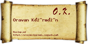 Oravan Kármán névjegykártya